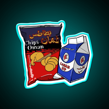 Oman Chips And Laban Up Duo Snack Food Led Neon Sign Rgb Color - Shineneon