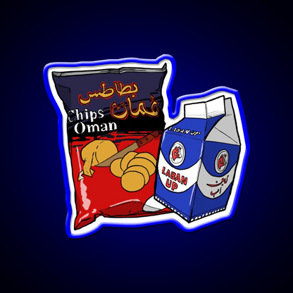 Oman Chips And Laban Up Duo Snack Food Led Neon Sign Rgb Color - Shineneon