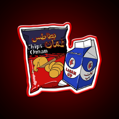 Oman Chips And Laban Up Duo Snack Food Led Neon Sign Rgb Color - Shineneon