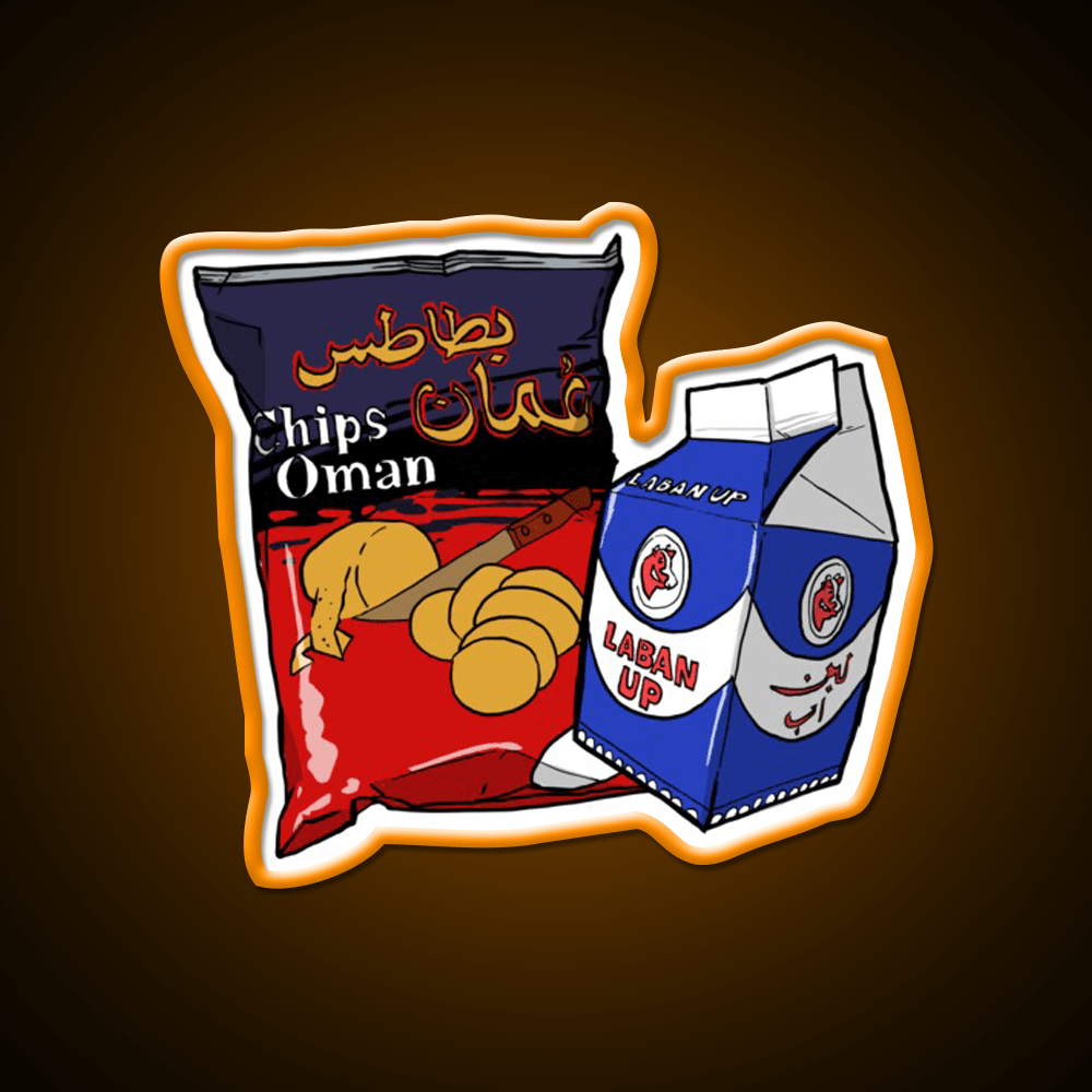 Oman Chips And Laban Up Duo Snack Food Led Neon Sign Rgb Color - Shineneon