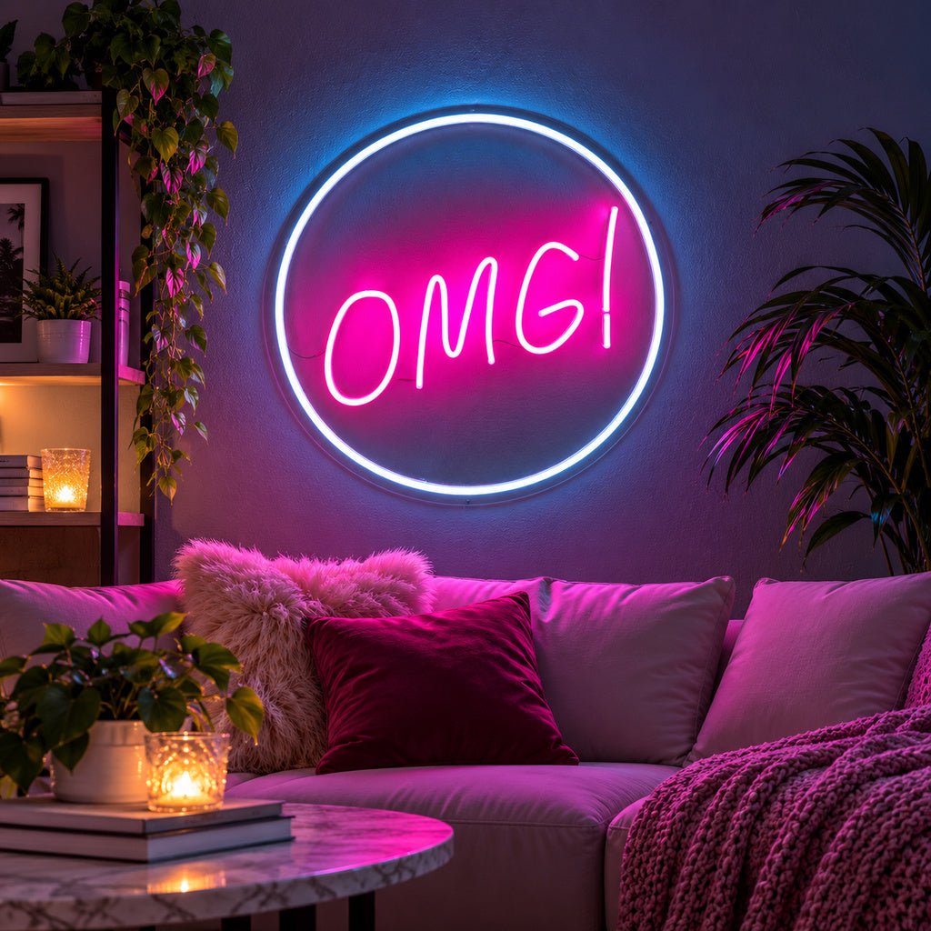 OMG Pink Circular LED Neon Sign - Shineneon