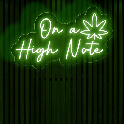 On A High Note Pink Cannabis Leaf Led Neon Sign For Dispensary Wall Decor | Shineneon