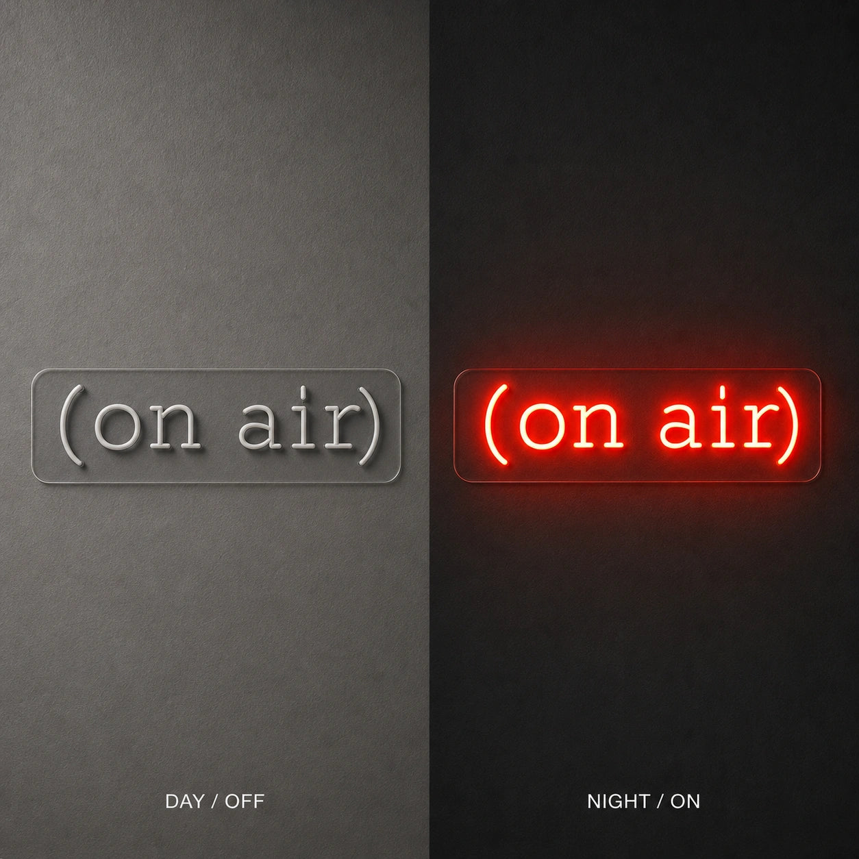 On Air Business Wall Art LED Neon Sign Garage Man Cave Neon Sign day and night comparison