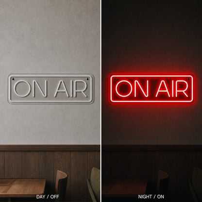 On Air Coffee Shop Wall Decor LED Neon Sign Garage Man Cave Neon Sign day and night comparison