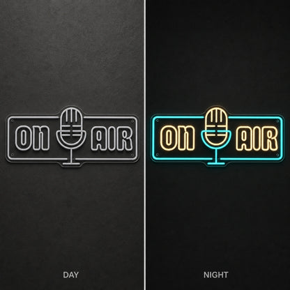 On Air Hospitality Wall Decor LED Neon Sign Garage Man Cave Neon Sign day and night comparison