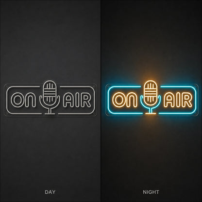 On Air Wall Decor LED Neon Sign Garage Man Cave Neon Sign day and night comparison