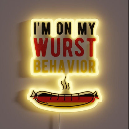 On My Wurst Behavior German Flag Bratwurst Rgb Led Neon Sign - Shineneon
