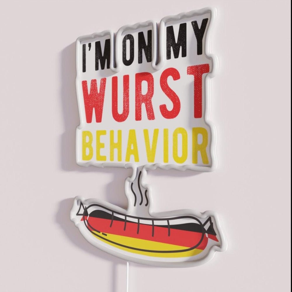On My Wurst Behavior German Flag Bratwurst Rgb Led Neon Sign - Shineneon