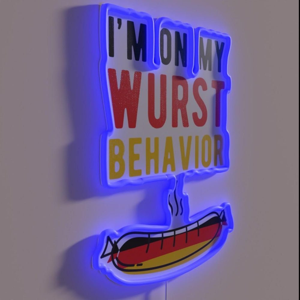 On My Wurst Behavior German Flag Bratwurst Rgb Led Neon Sign - Shineneon