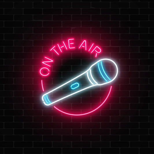 On The Air With Microphone Led Sign Business Neon Sign