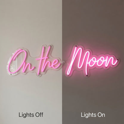 On The Moon LED Neon Sign - 06 Day Night Comparison