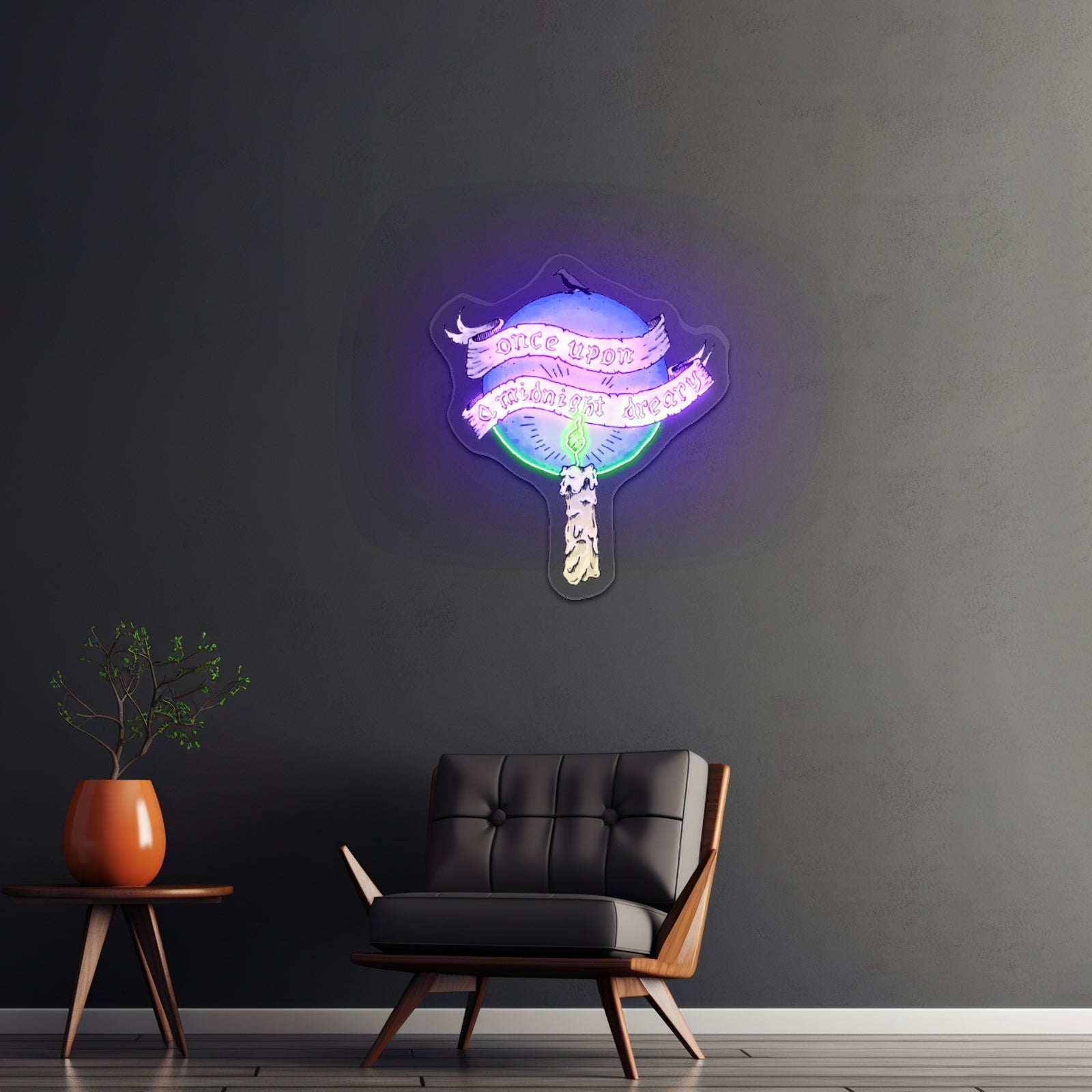 Once Upon A Midnight Dreary Artwork Custom Neon Signs - Shineneon