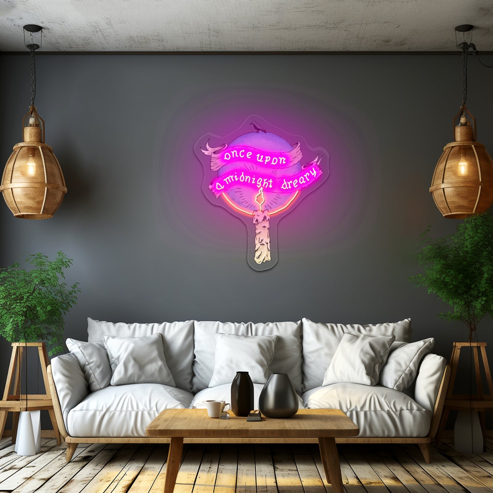 Once Upon A Midnight Dreary Artwork Custom Neon Signs - Shineneon