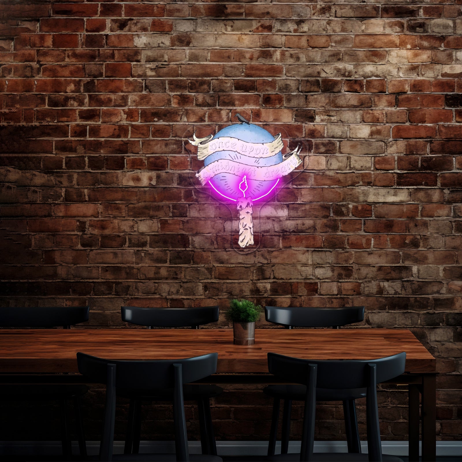 Once Upon A Midnight Dreary Artwork Custom Neon Signs