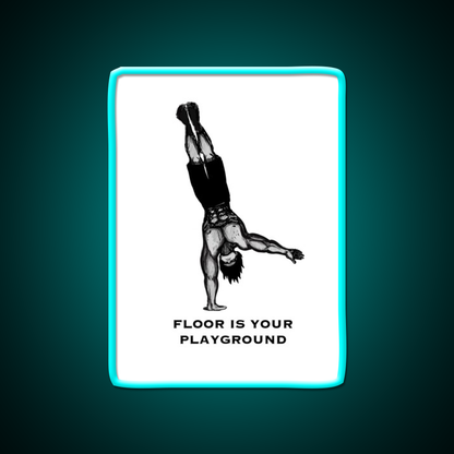 One Arm Handstand On The Ground Gym Fitness Led Neon Sign Rgb Color