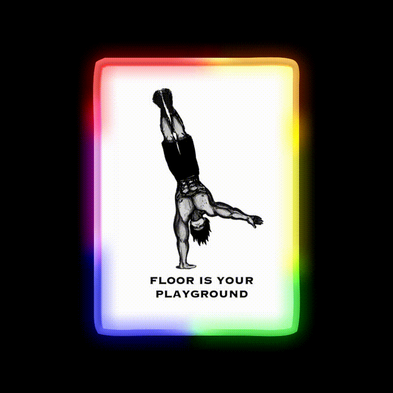 One Arm Handstand On The Ground Gym Fitness Led Neon Sign Rgb Color