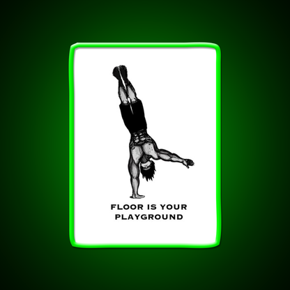 One Arm Handstand On The Ground Gym Fitness Led Neon Sign Rgb Color