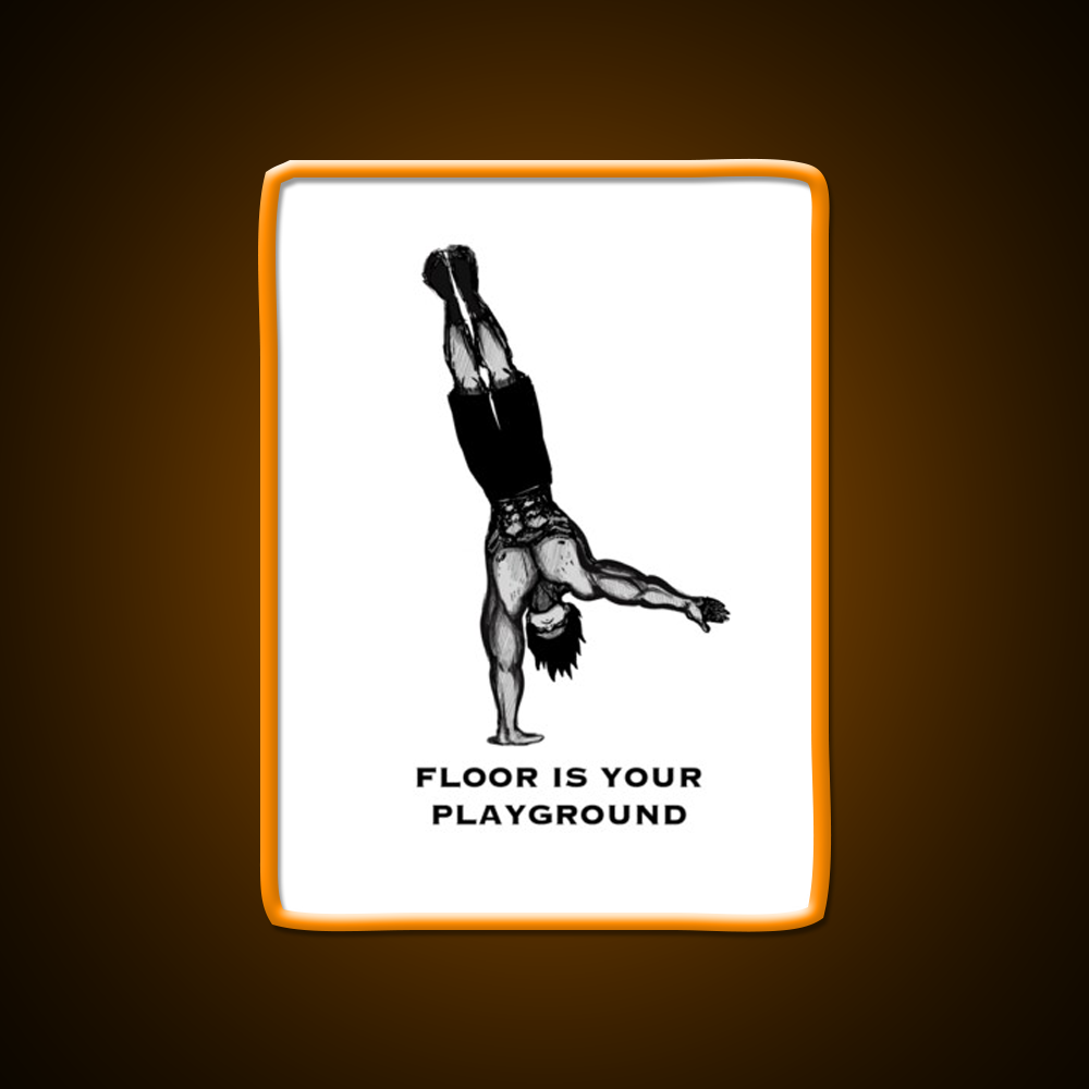 One Arm Handstand On The Ground Gym Fitness Led Neon Sign Rgb Color