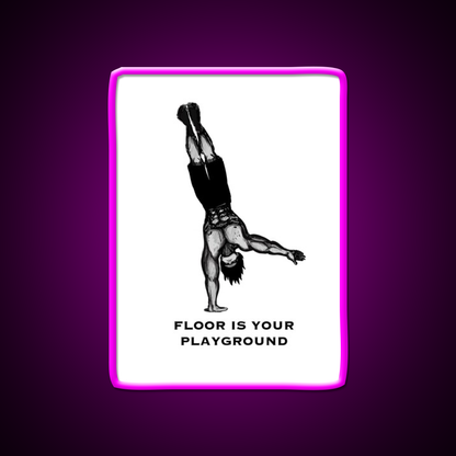 One Arm Handstand On The Ground Gym Fitness Led Neon Sign Rgb Color