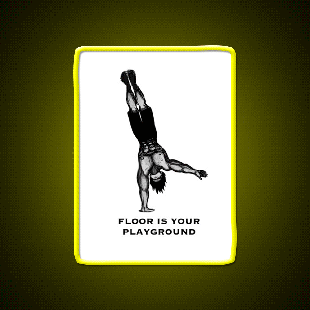 One Arm Handstand On The Ground Gym Fitness Led Neon Sign Rgb Color