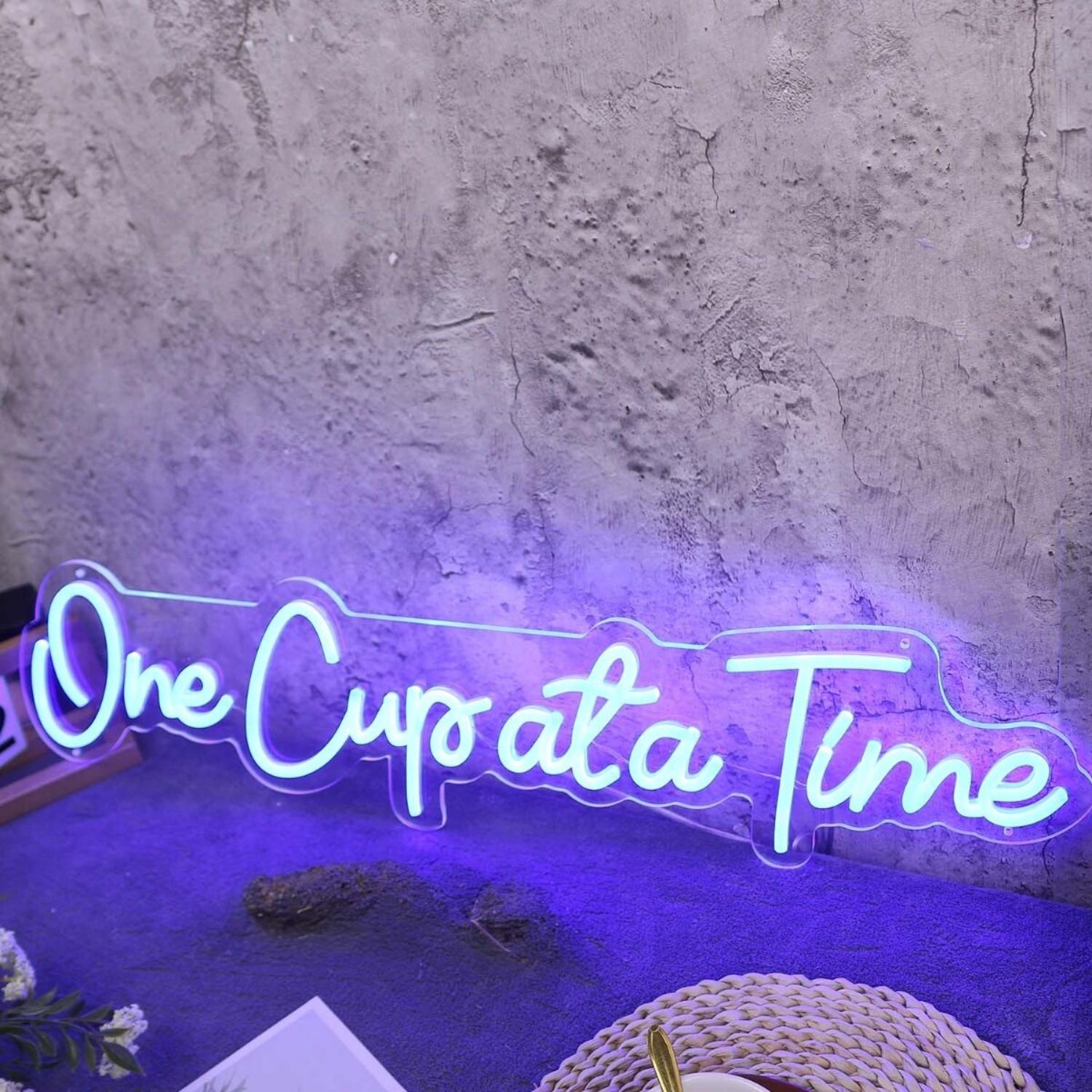 One Cupata Time Blue Led Neon Sign - Shineneon