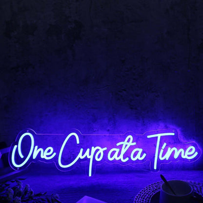One Cupata Time Blue Led Neon Sign - Shineneon