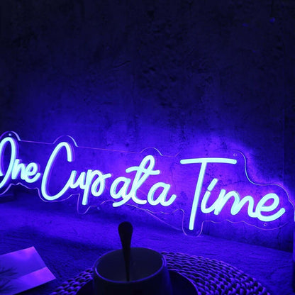One Cupata Time Blue Led Neon Sign - Shineneon