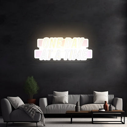 One Day At A Time Multicolor Lettering Artwork Custom Neonsigns - Shineneon