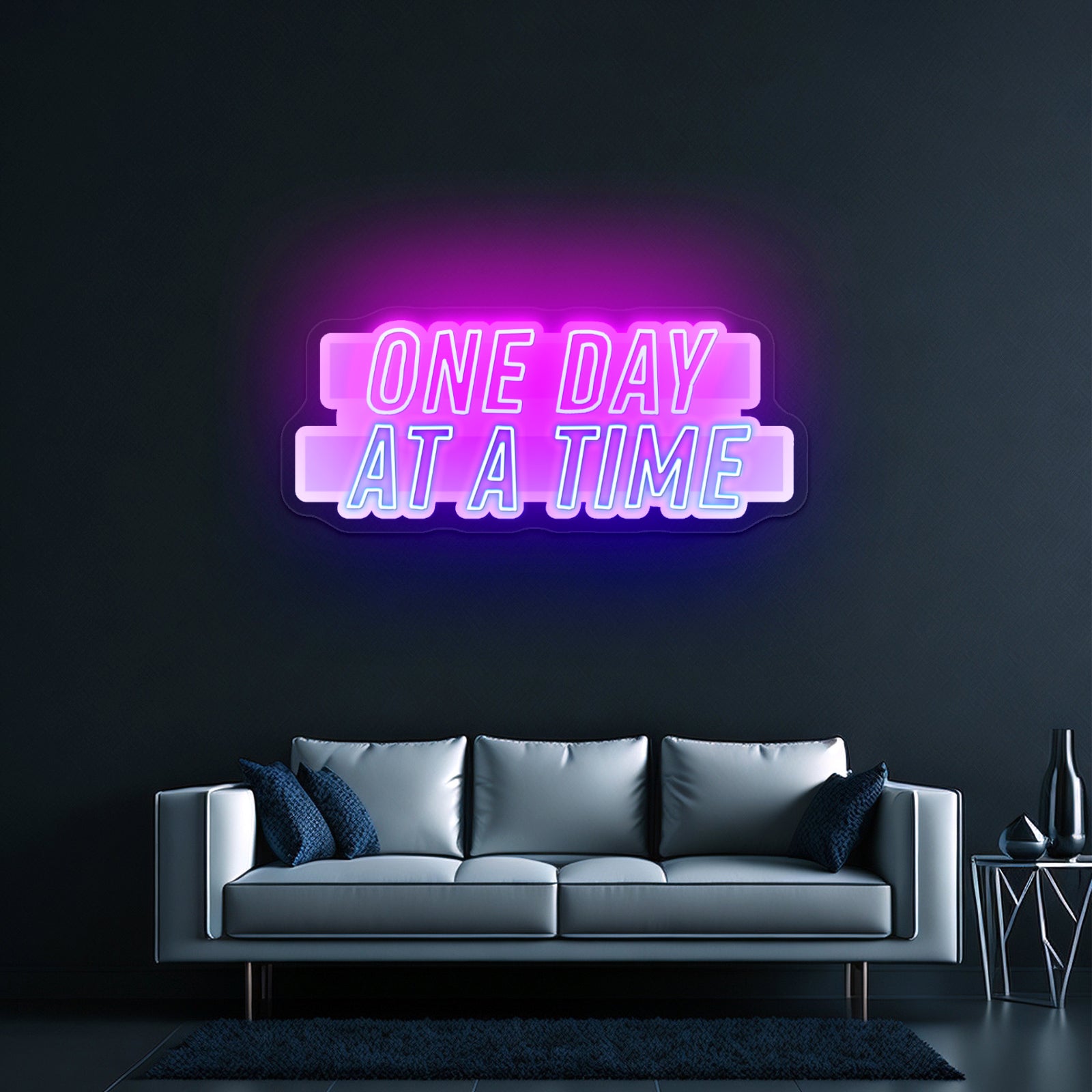 One Day At A Time Multicolor Lettering Artwork Custom Neonsigns