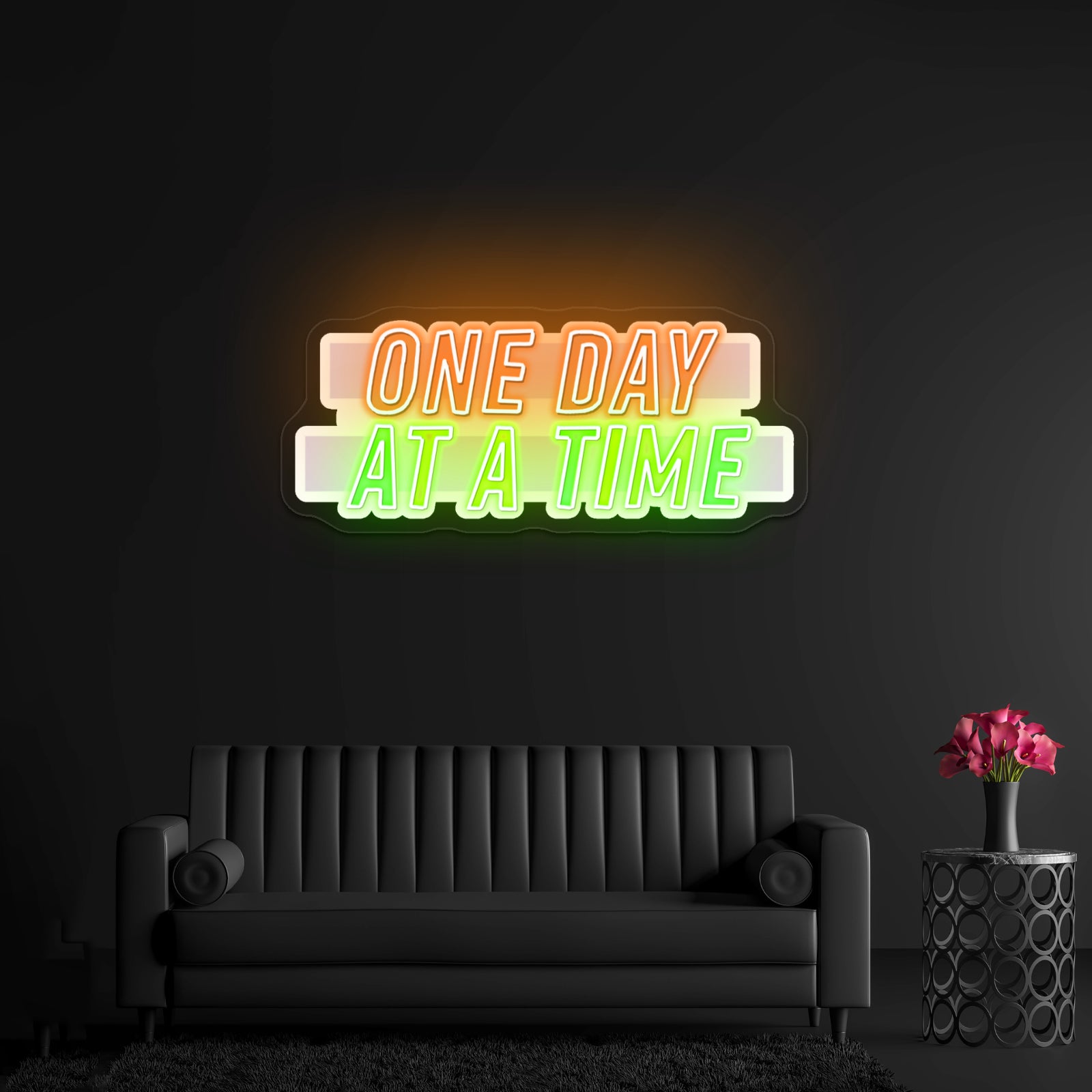 One Day At A Time Multicolor Lettering Artwork Custom Neonsigns