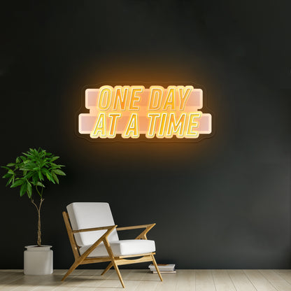One Day At A Time Multicolor Lettering Artwork Custom Neonsigns