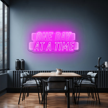 One Day At A Time Multicolor Lettering Artwork Custom Neonsigns