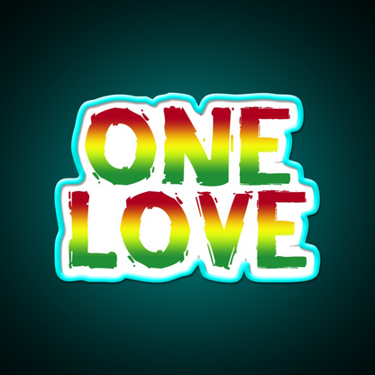 One Love Hemp Inspired Green Leaf Led Neon Sign Rgb Color - Size and dimension reference