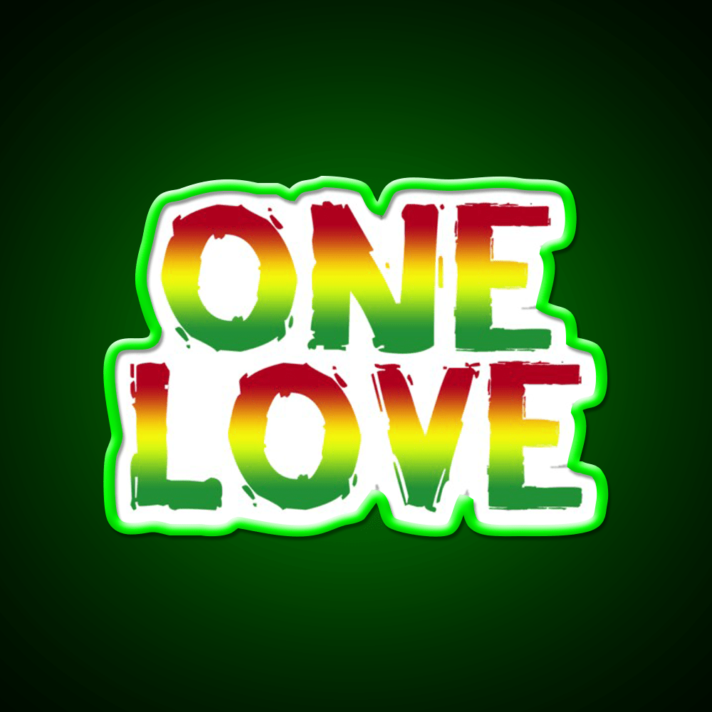 One Love Hemp Inspired Green Leaf Led Neon Sign Rgb Color - Shineneon