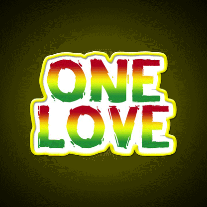 One Love Hemp Inspired Green Leaf Led Neon Sign Rgb Color - Custom LED neon sign front view