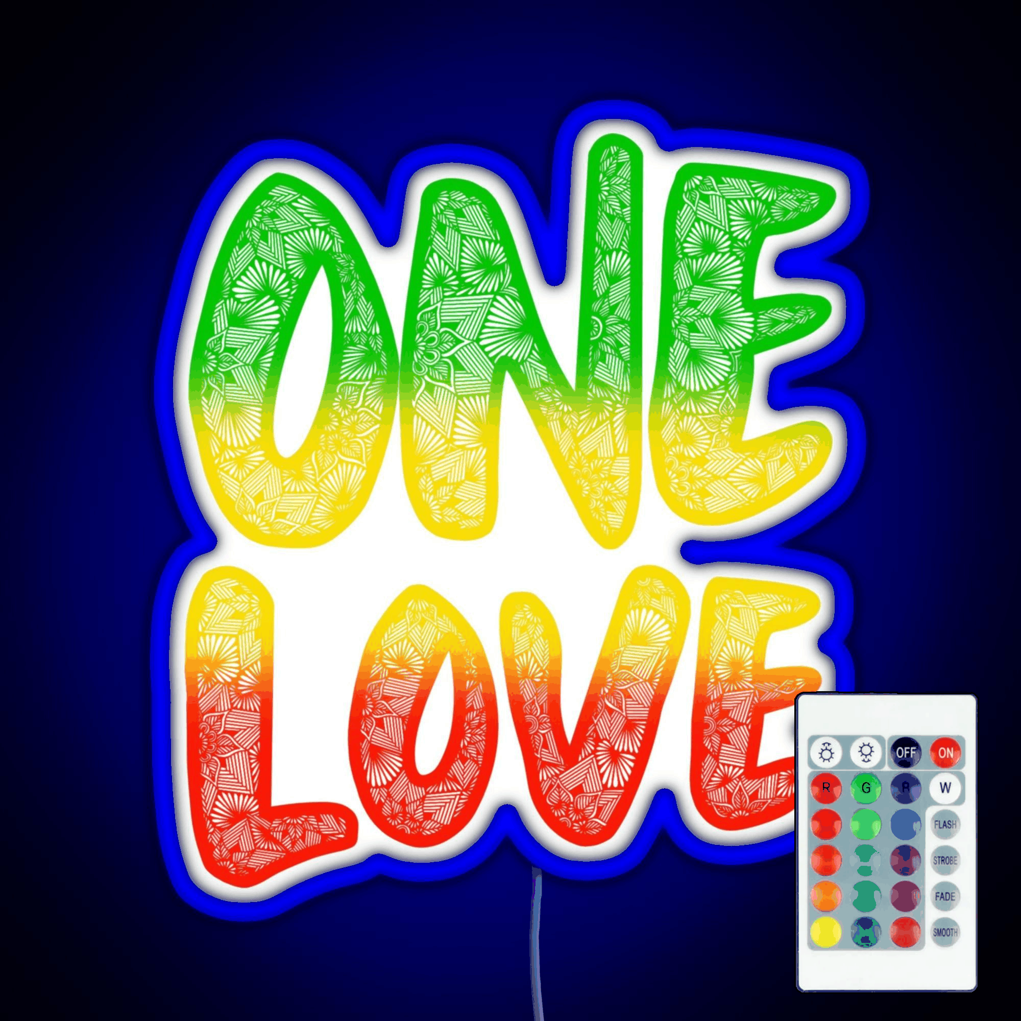 One Love Reggae Art Marley Zentangle Rasta Rgb Led Neon Sign Pop Wall Art