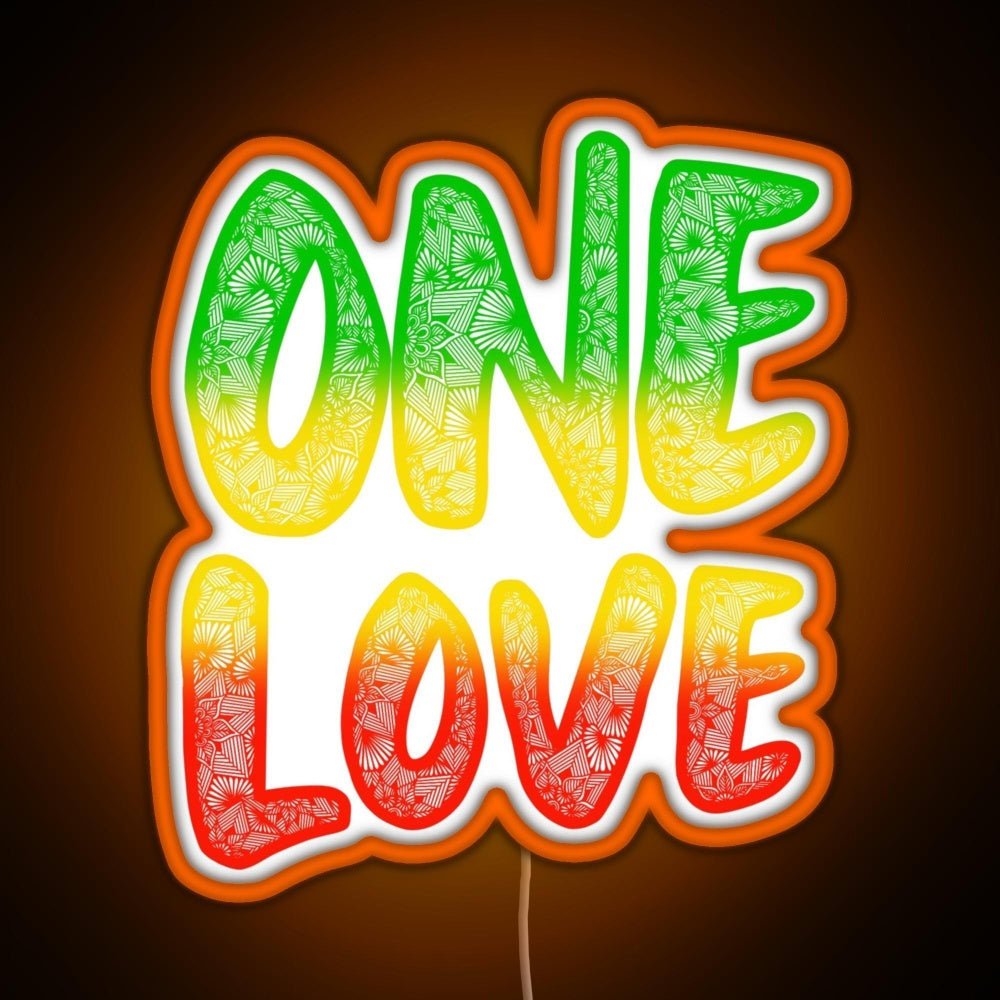 One Love Reggae Art Marley Zentangle Rasta Rgb Led Neon Sign Pop Wall Art - Shineneon