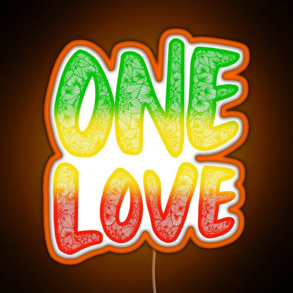 One Love Reggae Art Marley Zentangle Rasta Rgb Led Neon Sign Pop Wall Art - Shineneon
