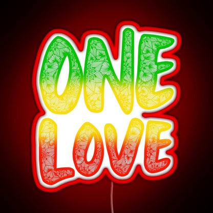 One Love Reggae Art Marley Zentangle Rasta Rgb Led Neon Sign Pop Wall Art - Shineneon