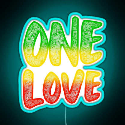 One Love Reggae Art Marley Zentangle Rasta Rgb Led Neon Sign Pop Wall Art - Shineneon
