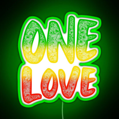 One Love Reggae Art Marley Zentangle Rasta Rgb Led Neon Sign Pop Wall Art - Shineneon