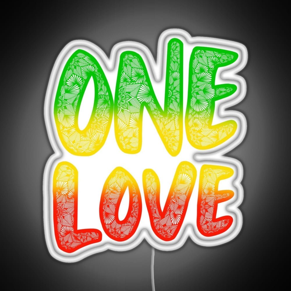 One Love Reggae Art Marley Zentangle Rasta Rgb Led Neon Sign Pop Wall Art - Shineneon