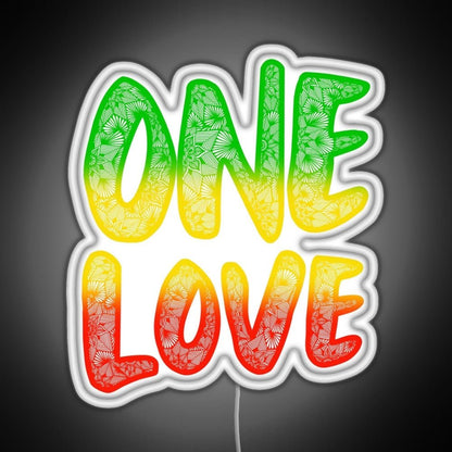 One Love Reggae Art Marley Zentangle Rasta Rgb Led Neon Sign Pop Wall Art - Shineneon