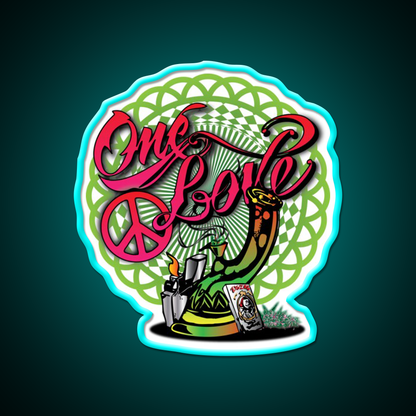 One Love Stoner Art Hemp Inspired Green Leaf Led Neon Sign Rgb Color - Size and dimension reference