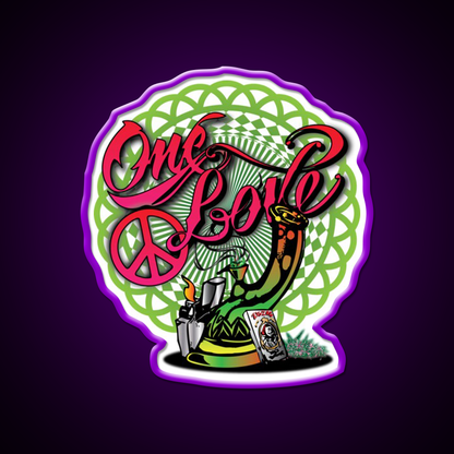 One Love Stoner Art Hemp Inspired Green Leaf Led Neon Sign Rgb Color - LED neon sign view 9