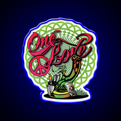 One Love Stoner Art Hemp Inspired Green Leaf Led Neon Sign Rgb Color - Shineneon