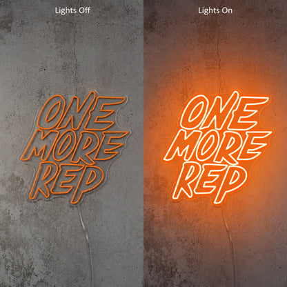 One More Rep Neon Sign LED Neon Sign day and night comparison