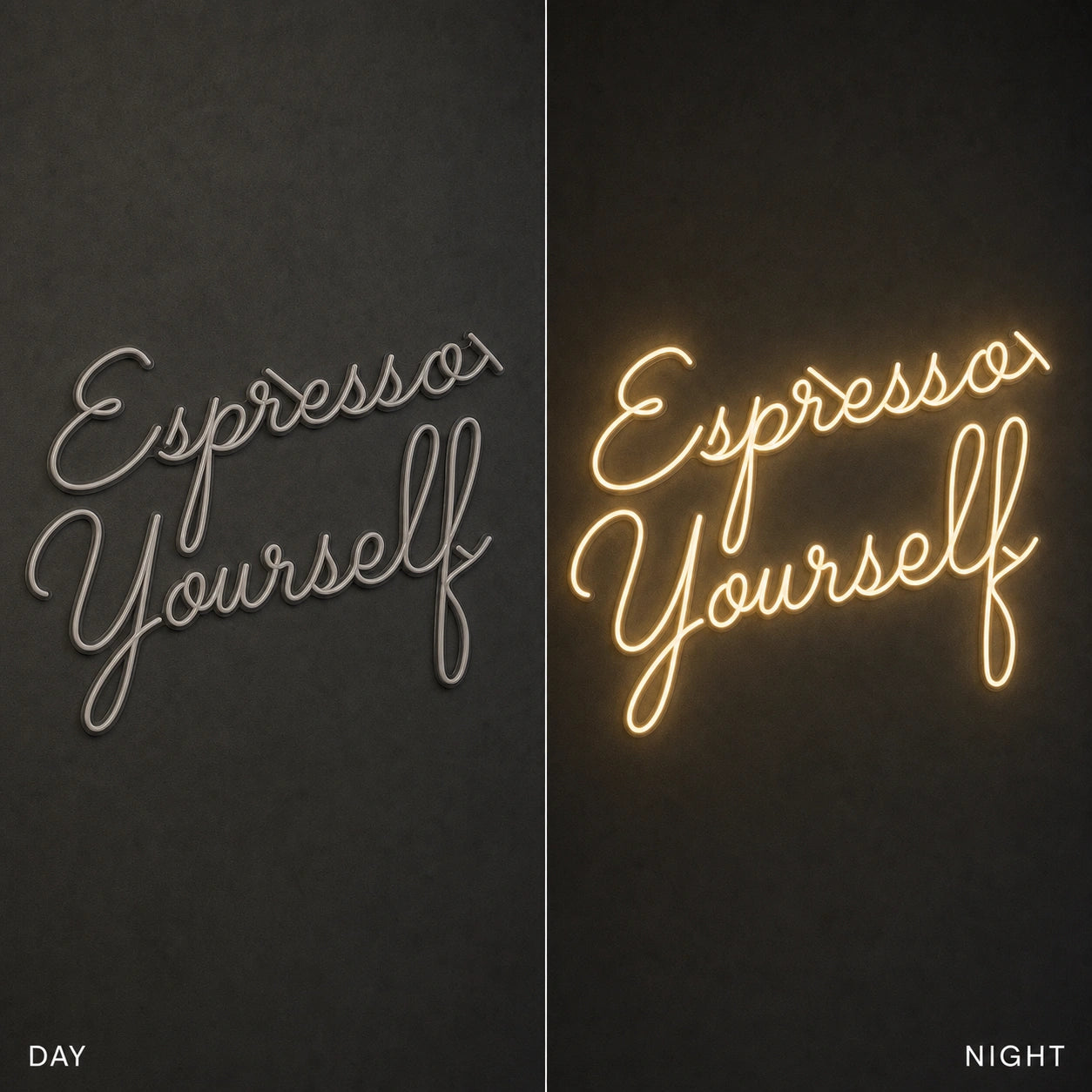 One See LED Neon Sign Garage Man Cave Neon Sign day and night comparison
