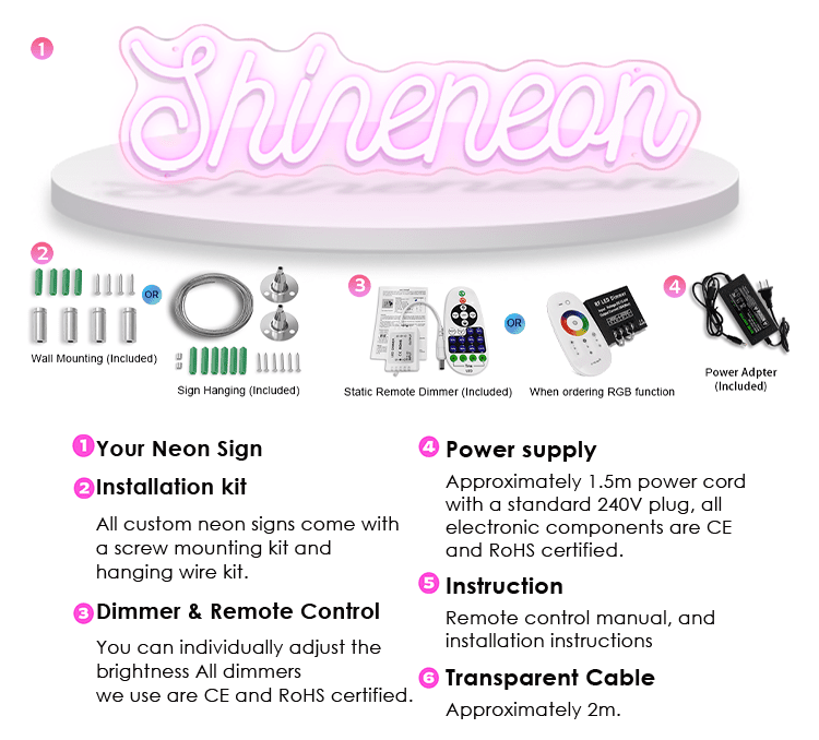 One Set Accessories for led neon sign - Shineneon