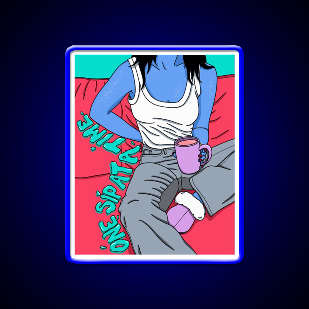 One Sip At A Time Cafe Led Neon Sign Espresso Bar Art Rgb Color